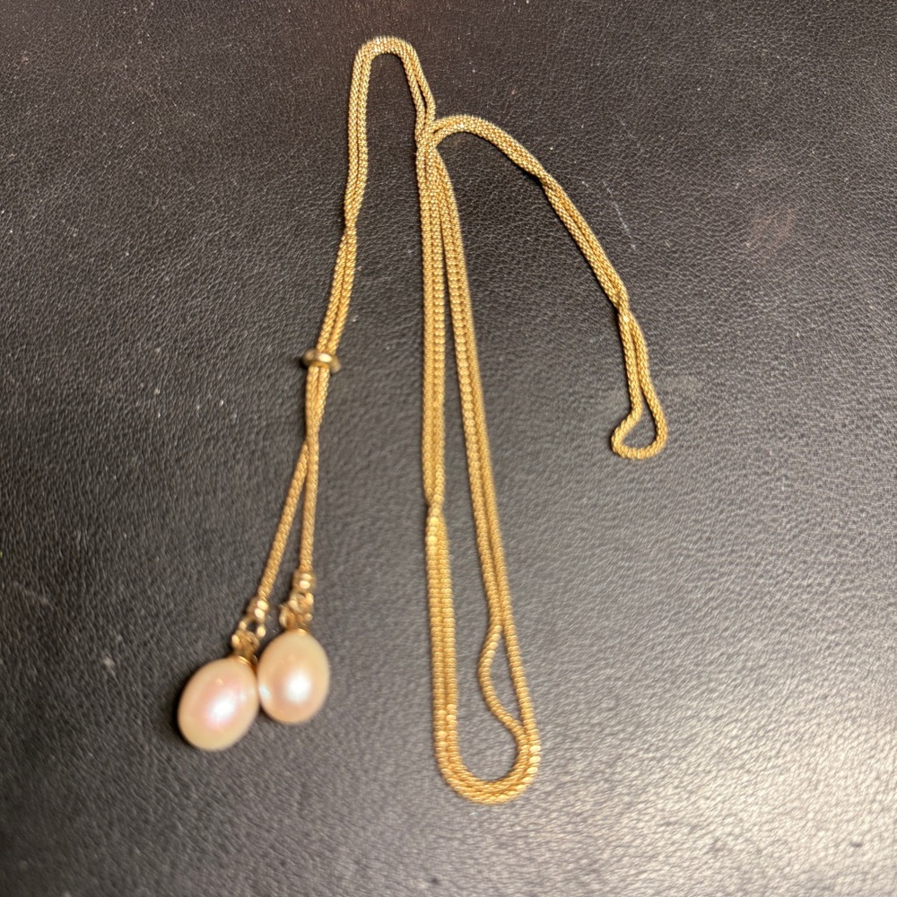 Sterling Silver 925 Vermeil Dyadema Real Pearl End Tassels Y Necklace 36" - Picture 9 of 10